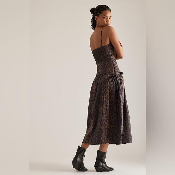 NWT Damson Madder Persephone Midi Dress in Dark Leopard, UK 8/US 4 - Picture 2 of 11